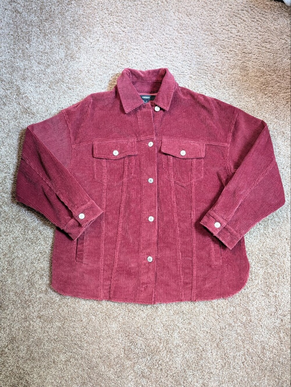 Forever 21 Oversized Corduroy Button Up Shirt Jacket